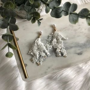 🆕 White Crochet Lace Drop Earrings